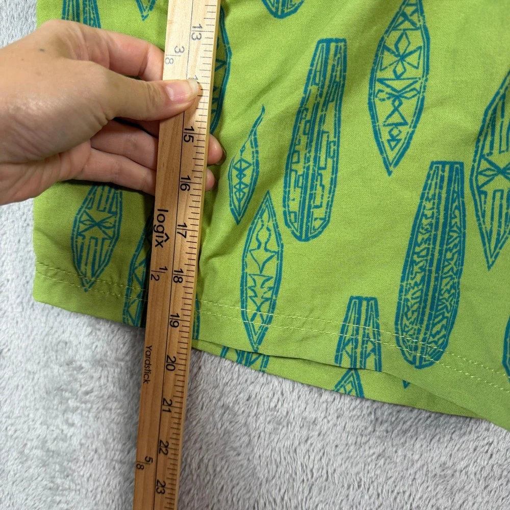 Reyn Spooner Board Shorts Men 36 Green AOP Surfboard Print Beachwear Surf Summer